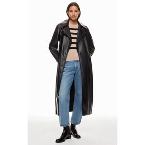 Derek Lam 10 Crosby x RTR Black Faux Leather Trench Coat